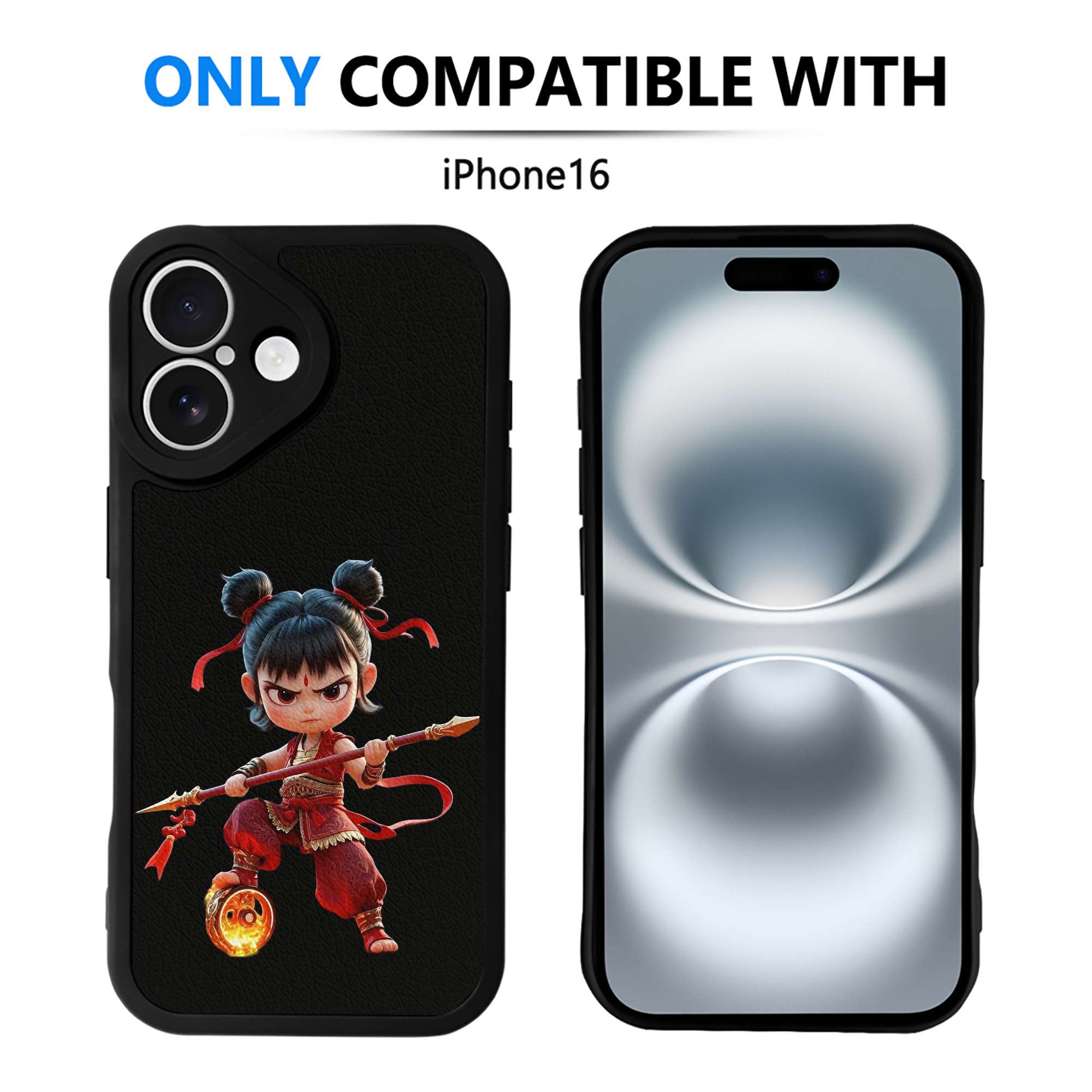 （画像用） Ne Zha 2 ナタ 魔童の大暴れ 【iPhone 16シリーズ対応】シリコンスマホケース（レザー調） 材質：シリコン